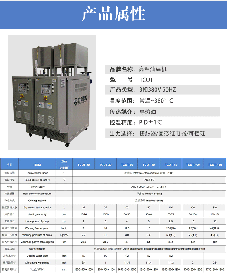 225KW定制油溫機(jī)產(chǎn)品屬性